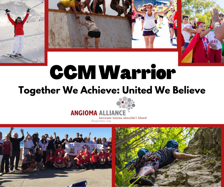 CCM Warrior, images of community members skiing, running, standing together and rock climbing.