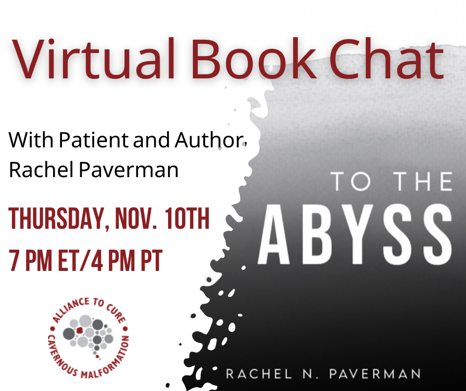 Virtual Book Chat - with patient and author Rachel Paverman. Book name - To the Abyss