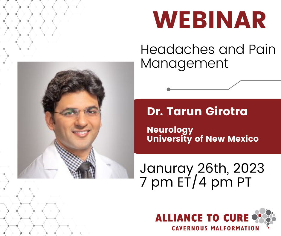 Webinar: Headaches and Pain Management for CCM Patients with Dr. Girotra