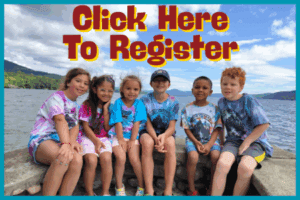 photo of 6 children sitting shoulder to shoulder with a scenic lake behind them. Text: Click Here to Register