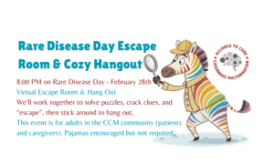 rainbow zebra with magnifying glass. Text is elsewhere on the page. 