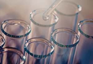 test tubes with clear liquid